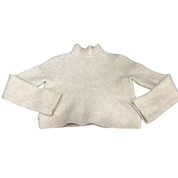 & Other Stories Beige Size Small Ribbed Alpaca Blend Crop Top Turtleneck Sweater - Picture 9 of 10